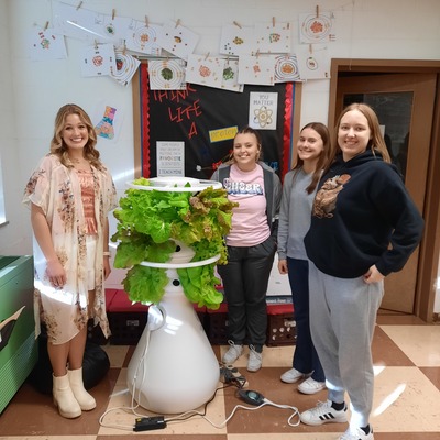 Students with a hydroponic garden made possible by a KFAC mini-grant.